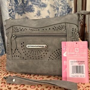 Stone Mountain Perforated Gray Crossbody Bag